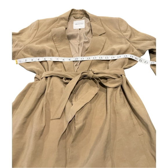 Madewell Belted Blazer Jacket Womens Large Tan Modal Blend Tie Waist Lightweight - Picture 10 of 11